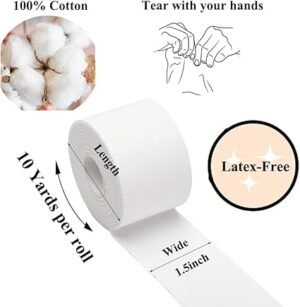 Athletic Tape5 Pack White Sports TapeVery Strong No Sticky Residue Wrist Ankle Tape for Gymnastics Boxing Lacrosse Climbing Hockey Bat Injuries Medical (1.5 cm)