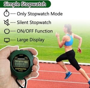 Stopwatch Timer Only Stopwatch Mode ONOff Silent Simple Operation Without Clock Date Countdown Digital Stop Watch for Sports Kids Coaches Swimming Running Green