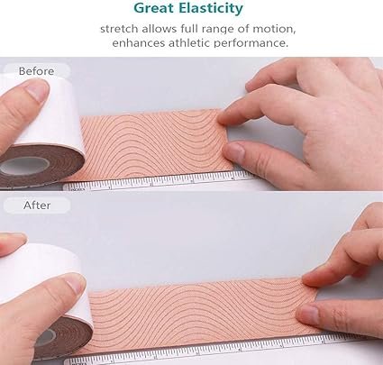 OBTANIM 4 Rolls Waterproof Breathable Kinesiology Tape Athletic Elastic Kneepad Muscle Pain Relief Knee Taping for Gym Fitness Running Tennis Swimming (Red Blue Purple Green)