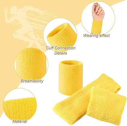 7174zUDdqzL._AC_SX425_.jpg Civaner 4 Sets 80s 90s Neon Sweatbands Wrist Sweat Bands Workout Cotton Headbands Terry Cloth Absorbent Nonslip Stretchy Head Wrist Wicking Wristband for Men Women Party