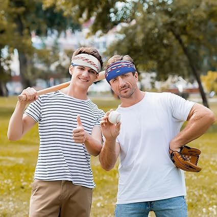 6 Pcs Baseball Country Flag Headbands Wide Headbands with National Flag Baseball Hair Bandanas NonSlip Sweatband for National Sports Events Women Men