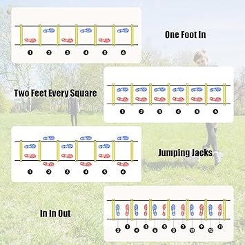 71C-y8C0lIL._AC_SY355_.jpg Agility LadderSpeed Training Equipment Set20ft Rungs Speed LadderSoccer ConesJump Rope Running Resistance UmbrellaBasketball Equipment Football Fitness Training Equipment for Kids Youth Adults