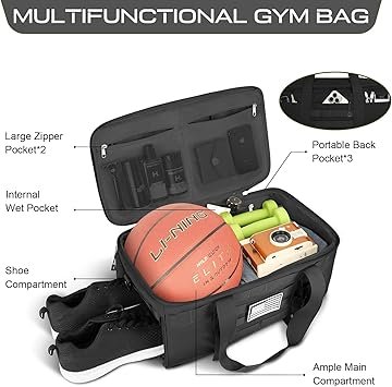 71FsN62uDL._AC_SY355_.jpg ETRONIK Gym Bags for Men Women Tactical Duffle Bag Backpack with Shoe Compartment 3 in 1 Carry on Travel Backpack with Wet Pocket Weekender Overnight Range Bag for Workout Football Gym Black