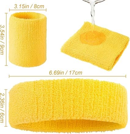 71GvrSxKV4L._AC_SX425_.jpg Civaner 4 Sets 80s 90s Neon Sweatbands Wrist Sweat Bands Workout Cotton Headbands Terry Cloth Absorbent Nonslip Stretchy Head Wrist Wicking Wristband for Men Women Party