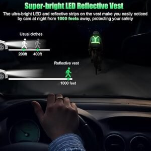 LED Reflective Vest Running Gear 5 Colors Lights Up Running Vest Rechargeable for Night Walking Running Cycling Jogging Adjustable Size for Men Women Kids
