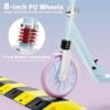 PHOEROS Kick Scooter for Kids Ages 612Teens Adults Youth. Lightweight Aluminum Kick Scooter for Teens Adults Boys Girls with 8 cm Big Wheels Foldable 3 Height Adjustable Shock Absorption.