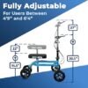 KneeRover Economy Knee Scooter Steerable Knee Walker for Adults for m Surgery Broken Ankle m Injuries Foldable Knee Rover Scooter for Broken m Injured Leg Crutch with Dual Brakes (Blue)