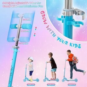 Nattork Scooter for Kids Ages 3 to 8 Kick Kids Scooters for Boys Girls Light up Wheels Portable Lightweight Folding Design with Reducing System and Adjustable Height Handlebars and up to 110 Lbs
