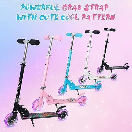71Y9QmbjtxL._AC_SX425_.jpg Nattork Scooter for Kids Ages 3 to 8 Kick Kids Scooters for Boys Girls Light up Wheels Portable Lightweight Folding Design with Reducing System and Adjustable Height Handlebars and up to 110 Lbs