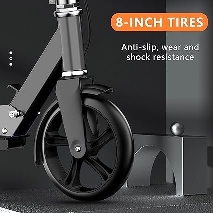 Scooters for Kids 812 Teens Adults Foldable Commuter Scooter with Bell Hand Brake Adjustable Height 330 LB Weight Capacity Perfect for School Campus Park Rides