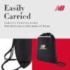New Balance Drawstring Backpack Small Gym Travel Bag with Front Zip Pocket Sports Cinch Sack for Men and Women Black 17.5 cm