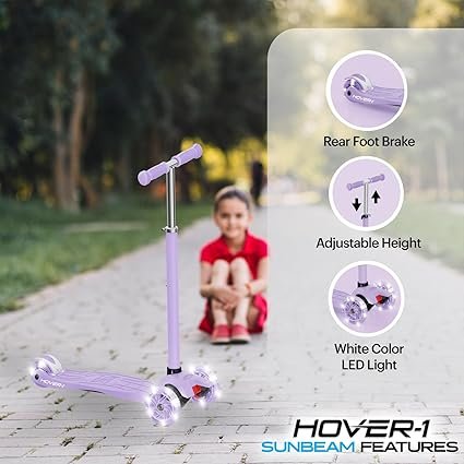 71mpl-4AL._AC_SX425_.jpg Hover1 Sunbeam Kick Scooter with Multicolor Wheel Lights 4.5 Front Wheels Rear m Brake and 110 Pound Weight Capacity