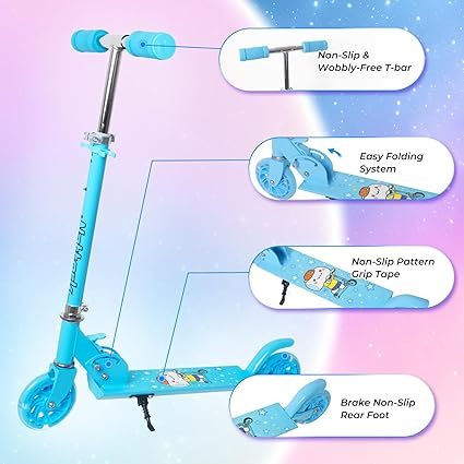 71nRI7iE6kL._AC_SX425_.jpg Nattork Scooter for Kids Ages 3 to 8 Kick Kids Scooters for Boys Girls Light up Wheels Portable Lightweight Folding Design with Reducing System and Adjustable Height Handlebars and up to 110 Lbs