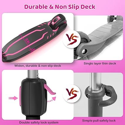 71q9U2oAi2L._AC_SX425_.jpg TONBUX Kids Scooter Light Up 3 Wheel Kick Scooters for Kids 312 Folding Scooters with Adjustable Height Toddler Scooter LeantoSteer Widen AntiSlip Deck