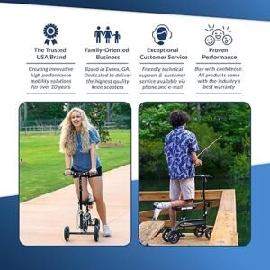 KneeRover Economy Knee Scooter Steerable Knee Walker for Adults for m Surgery Broken Ankle m Injuries Foldable Knee Rover Scooter for Broken m Injured Leg Crutch with Dual Brakes (Blue)