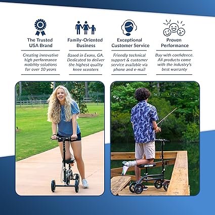 KneeRover Economy Knee Scooter Steerable Knee Walker for Adults for m Surgery Broken Ankle m Injuries Foldable Knee Rover Scooter for Broken m Injured Leg Crutch with Dual Brakes (Blue)