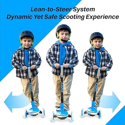 ZIFFY 3Wheel LightUp Kids Scooter Kids Balance Scooter for Boys Girls with 20 Dynamic LED Lights 4 Adjustable Height LeantoSteer Design with AntiSlip Wide Deck for Stability Up to 110LBS