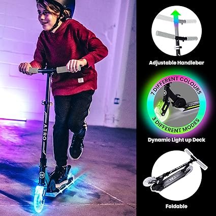 8146MhnCnL._AC_SX425_.jpg Aero Scooter for Kids 57 or 812 Boys Girls 2 Wheels Kick Scooter with Dynamic Lights Foldable Height Adjustable