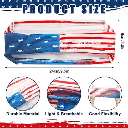 6 Pcs Baseball Country Flag Headbands Wide Headbands with National Flag Baseball Hair Bandanas NonSlip Sweatband for National Sports Events Women Men