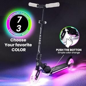 Aero Scooter for Kids 57 or 812 Boys Girls 2 Wheels Kick Scooter with Dynamic Lights Foldable Height Adjustable