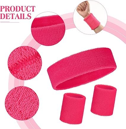 81pr0i-zV0L._AC_SX425_.jpg WILLBOND 3 Pcs Sweatbands Set 80s 90s Neon Sports Headband Tennis Striped Sweat Band Sports Competitions Games for Men Women Party Supplies