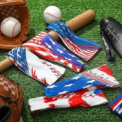6 Pcs Baseball Country Flag Headbands Wide Headbands with National Flag Baseball Hair Bandanas NonSlip Sweatband for National Sports Events Women Men