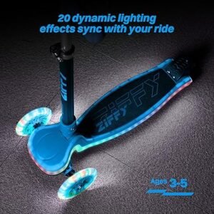 ZIFFY 3Wheel LightUp Kids Scooter Kids Balance Scooter for Boys Girls with 20 Dynamic LED Lights 4 Adjustable Height LeantoSteer Design with AntiSlip Wide Deck for Stability Up to 110LBS