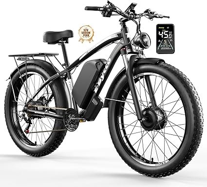 714196HrF3L._AC_SX425_.jpg Peak 5000W 52V Dual Motor Ebike 4047MPH 24 cm Electric Bike for Adults 32AH Battery 100 Miles Long Range with Hydraulic Disc Brake Dirt Mountain Electric Bicycles Fat Tire E Bike for All Terrain