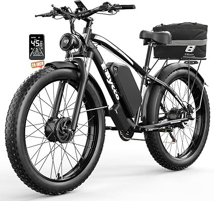 E·Bycco Peak 5000W Electric Bike 52V 32AH Dual Motor EBike 4045MPH Fast 4000W Electric Bicycle with Fat Tire Hydraulic Disc Brake Front Suspension All Terrain Ebikes