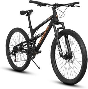 71MUn4E35wL._AC_SX425_.jpg Ecarpat Mountain Bike DualFront Suspension Mens Mountain Bike with 21 Speeds HighCarbon Steel Frame and DiscV Brakes Adult Sport Bicycle for Trail Snow Commuter City Road