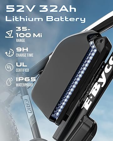 E·Bycco Peak 5000W Electric Bike 52V 32AH Dual Motor EBike 4045MPH Fast 4000W Electric Bicycle with Fat Tire Hydraulic Disc Brake Front Suspension All Terrain Ebikes