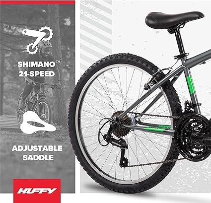81ObGM92JnL._AC_SX425_.jpg Huffy Stone Mountain Hardtail Mountain Bike for BoysGirlsMenWomen 202426 Sizes 6 or 21 Speed Shimano Twist Shifting Front or Dual Suspension Comfort Saddle Sleek Colors