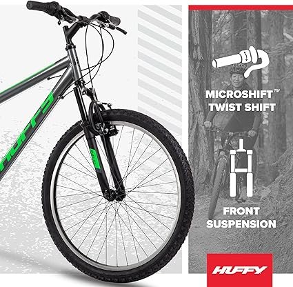 81hFU4bebTL._AC_SX425_.jpg Huffy Stone Mountain Hardtail Mountain Bike for BoysGirlsMenWomen 202426 Sizes 6 or 21 Speed Shimano Twist Shifting Front or Dual Suspension Comfort Saddle Sleek Colors
